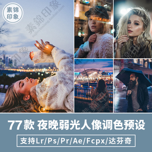 LR预设夜景夜晚弱光街拍摄人像PS/PR/FCPX/达芬奇/AE/LUT调色滤镜