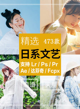 LR预设清新日系文艺调色滤镜PR/PS/FCPX/达芬奇/AE/LUT预设素材