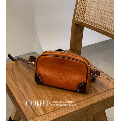 头层牛皮女士大容量手拿包