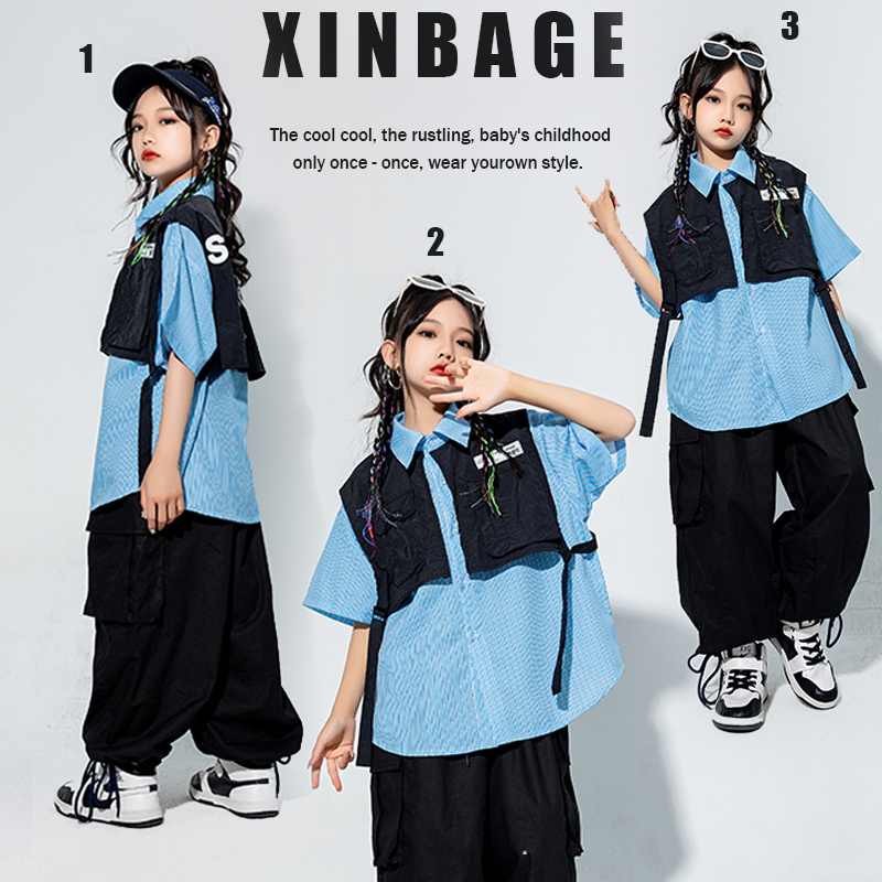 街舞兒童潮服酷帥表演服少兒炸街童裝hiphop套裝架子鼓演出服男童
