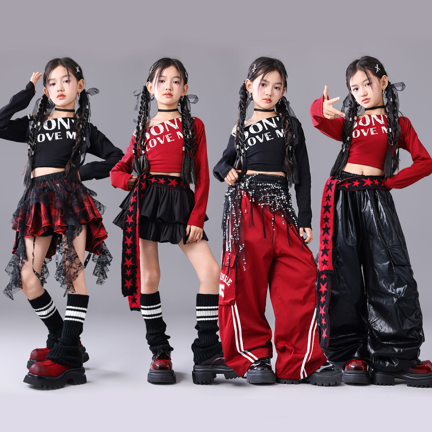 元旦女童爵士舞服装甜酷少