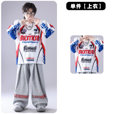 儿童街舞演出服嘻哈男童表演服hiphop架子鼓女童酷帅潮秋季舞蹈服 — 1