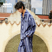 情侣睡衣 tbh野兽派家居都市野兽黑豹法兰绒家居服套装 可外穿四季