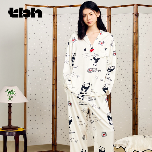 tbh野兽派星光缎长款家居服套装