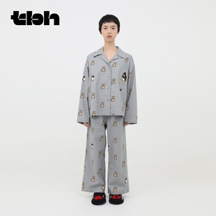tbh野兽派家居Pingu合作系列全棉法兰绒家居服套装 情侣睡衣 四季