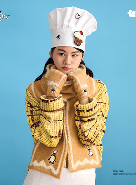 tbh野兽派家居Pingu合作系列刺绣围巾手套套装冬季保暖新年礼物