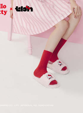 tbh野兽派家居三丽鸥Hello Kitty毛绒刺绣拖鞋室内家用女士家居鞋