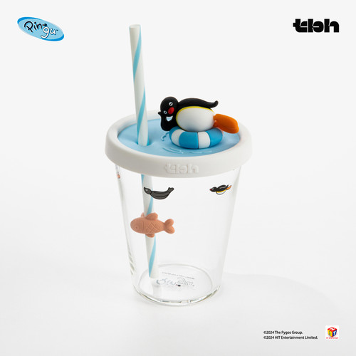 tbh野兽派家居Pingu合作系列玻璃吸管杯办公室喝水杯大容量杯子