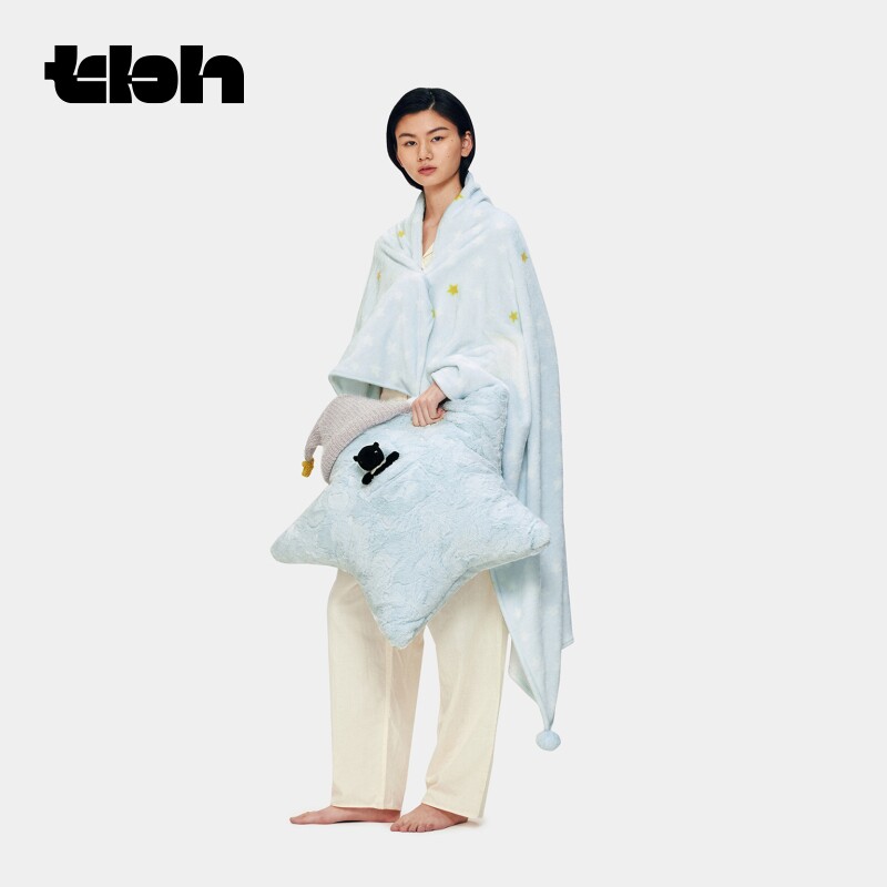 tbh野兽派家居香梦&trade;星星造型二合一法兰绒毯/抱枕车载靠枕毯礼物