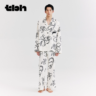 tbh野獸派家居黑豹與百合天絲棉家居服套裝 可外穿情侶睡衣 四季