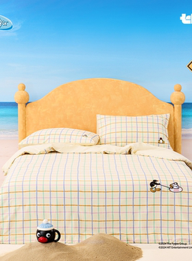 tbh野兽派家居床上四件套Pingu合作系列缎纹印花四季全棉床品套件