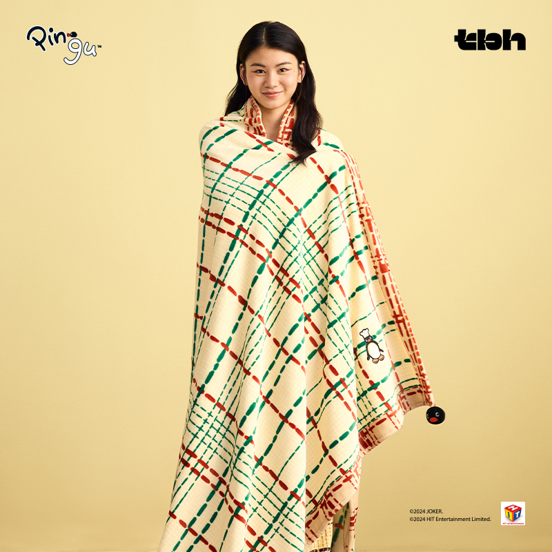 Pingu合作系列法兰绒毯复古格纹