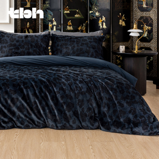 tbh野兽派家居床上四件套都市野兽黑豹法兰绒加厚保暖床品套件冬