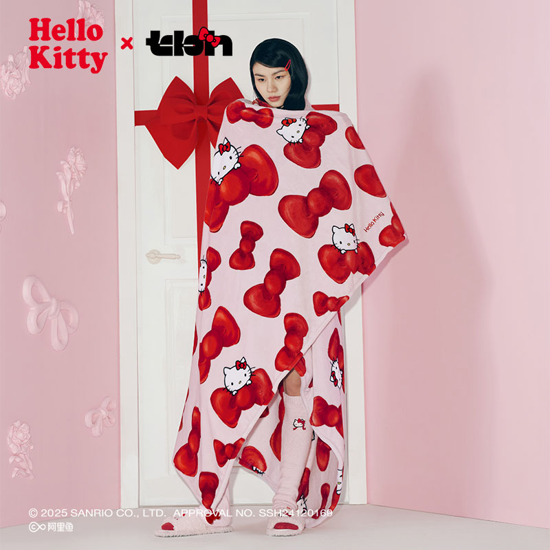 tbh野兽派家居Hello Kitty法兰绒盖毯双面绒感沙发空调毯午睡毯