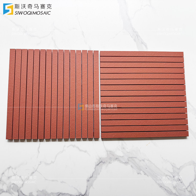 复古风陶土红砖 长条马赛克瓷砖马赛克