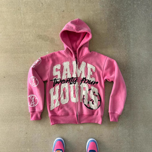 Hoodie sweatshirt欧美男士字母刺绣潮牌连帽秋冬新款卫衣连帽衫