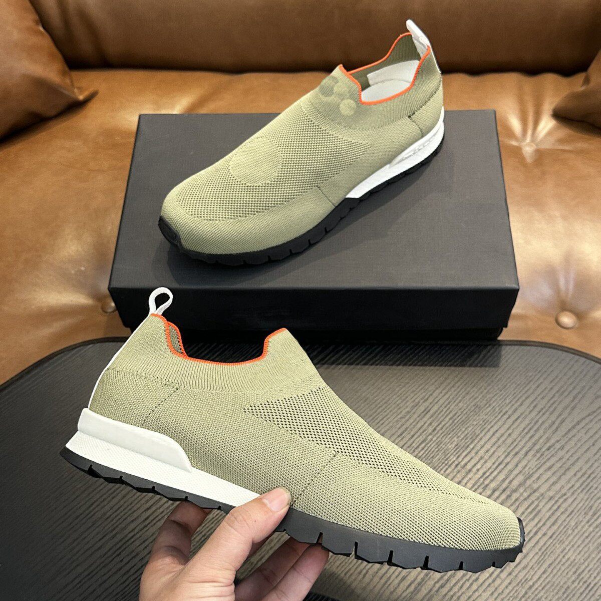 Kiton跨境新款飞织单鞋低跟套脚潮流时尚深口外贸欧美大码男士鞋