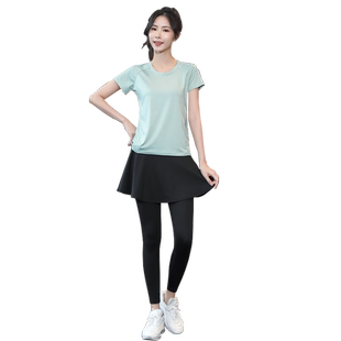 胖mm大码200斤速干透气健身房跑步运动宽松上衣女半袖瑜伽服t恤衫