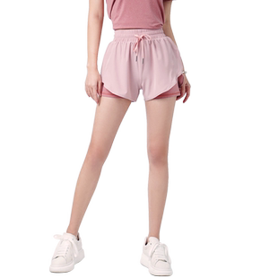 夏季大码胖mm运动女200斤外穿防走光健身房跑步速干瑜伽五分短裤