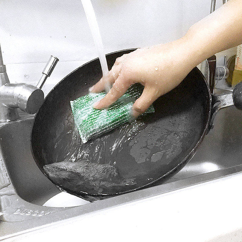热销妙洁洗碗海绵擦彩条金刚砂百洁布洗碗布厨房家用神器清洁刷旗