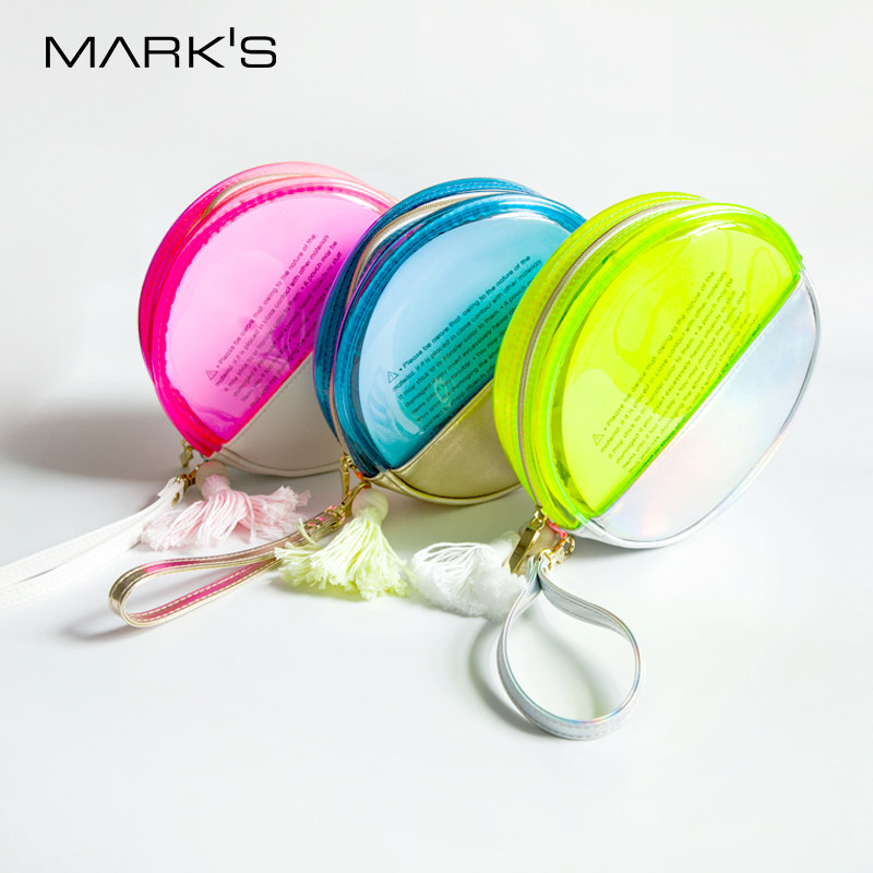MARK'S NEO荧光收纳系列 圆形包 夏日清新透明 时尚配件 便携随身旅行收纳包化妆包盥洗包