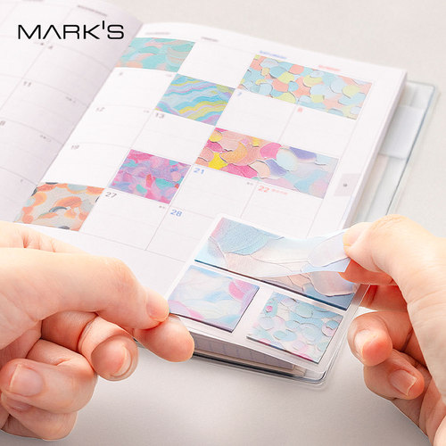 MARK'S冈村芳树艺术家联名款3色套装便签贴长方型备忘提醒留言待办事项清单日程管理手帐装饰抽象画主题