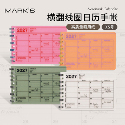 【2027年】MARK'S英文国际版XS号横翻线圈日历手帐月计划日程管理笔记本便携商务
