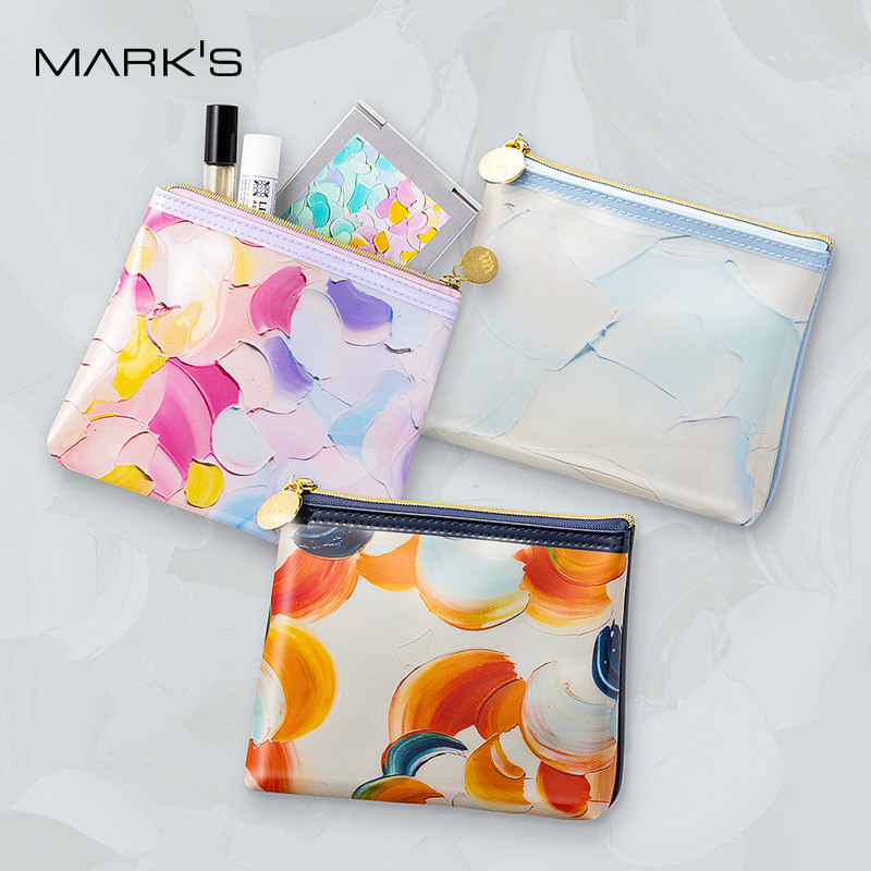 MARK'S冈村芳树艺术家联名款抽象画印花PVC拉链多用途收纳包