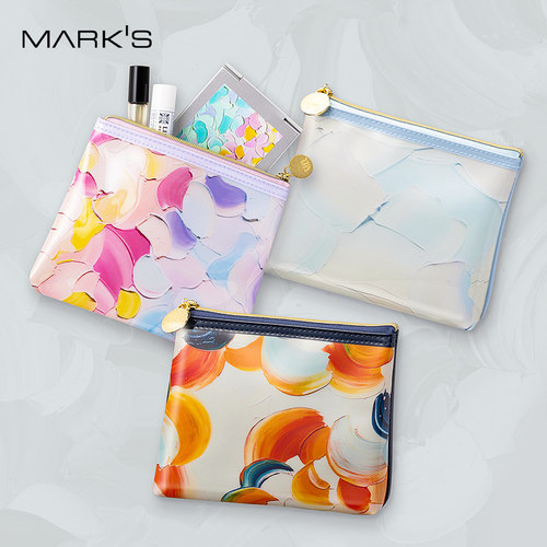 MARK'S冈村芳树艺术家联名款抽象画印花PVC拉链多用途收纳包