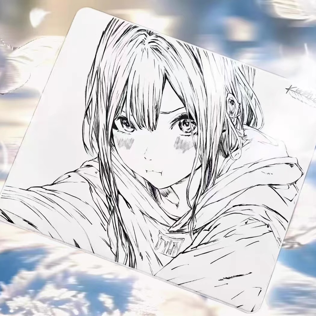 Kuroha雪见线稿钢化玻璃鼠标垫