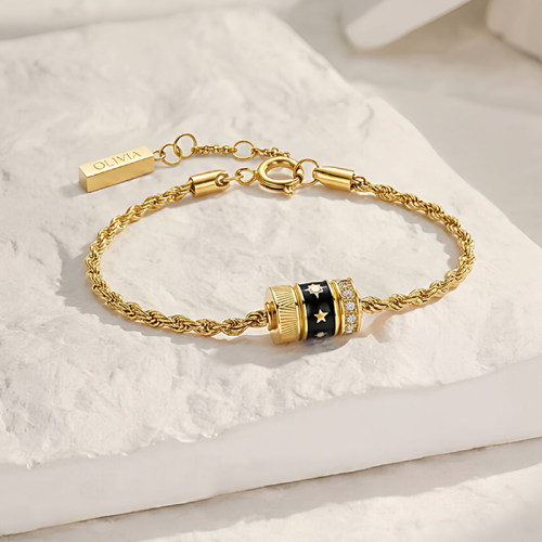 oliviaburton幸运黑金珐琅手链