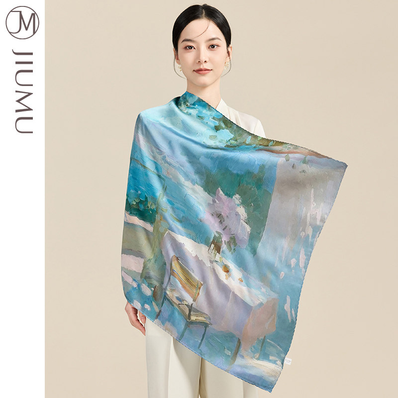 玖慕桑蚕丝丝巾女25新西西里真丝方巾披肩围巾母亲送妈妈长辈礼物