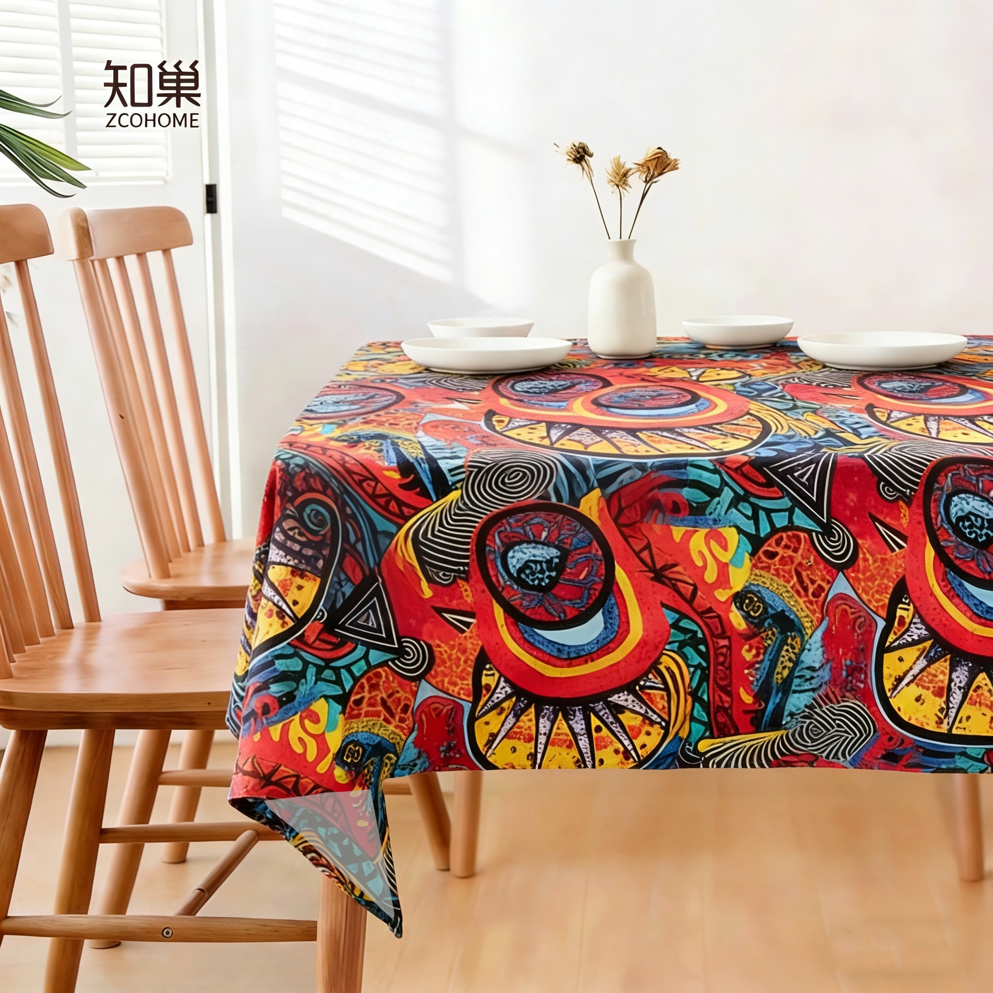 复古酒吧咖啡厅餐厅美术画室东南亚民族风桌布布艺棉麻花布茶几布