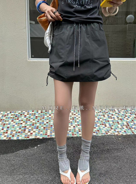 2025夏季新款More.有熊时尚休闲百搭显瘦半修身松紧腰工装短裙女