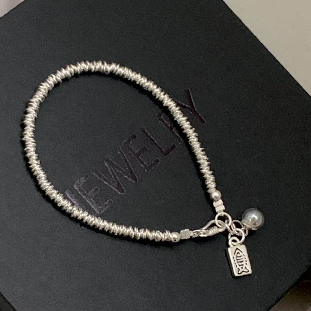 PET & Crystal宠物毛发骨灰纪念999纯银鱼骨手链ins碎银子链轻奢