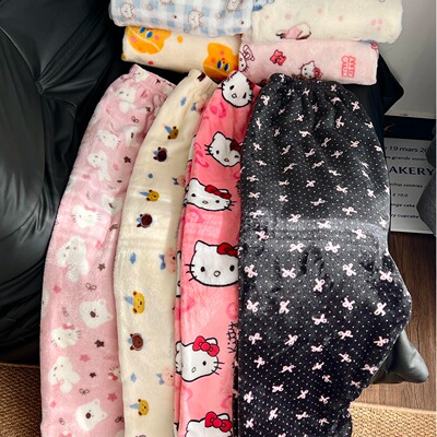 kitty猫法兰绒睡裤新款加厚保暖