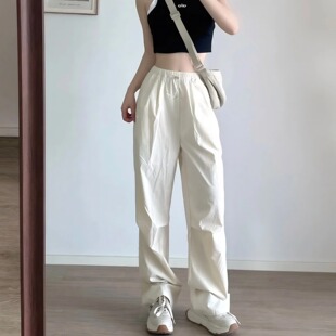 女25夏季 裤 薄款 时尚 韩版 通勤多口袋高腰休闲裤 ins风凉感伞兵工装