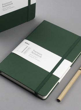 绿色A5硬面笔记本高颜值钢笔用记事本绑带本商务办公礼品定制LOGO