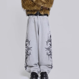 londen潮流印花宽松阔腿直筒休闲卫裤 欧美跨境复古美式 街头jaded