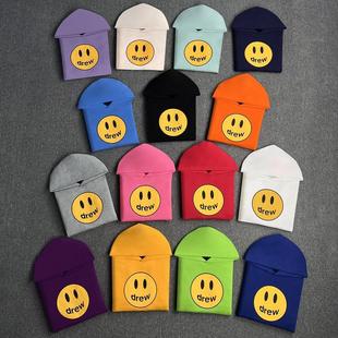 Drew笑脸小众潮牌比伯同款美式宽松男士情侣秋冬加绒连帽百搭卫衣