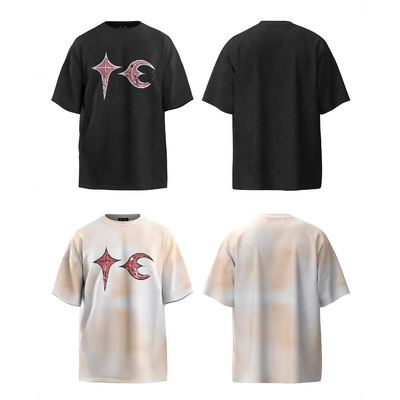 Thug Club vibe25SS美式潮牌新款废土风做旧磨破男士情侣短袖T恤
