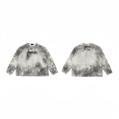 Grailz Project GR水洗做旧破坏复古长袖T恤喷墨染脏dirtyfit卫衣