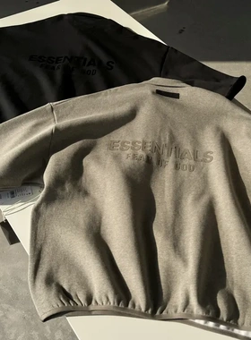 FOG复线ESSENTIALS潮牌短宽简约POLO衫加绒clean fit卫衣五分袖男