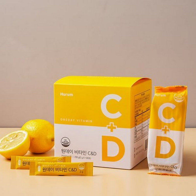 韩国原装便携 进口Hurum One Day vitamin一日维生素C含D粉 100包