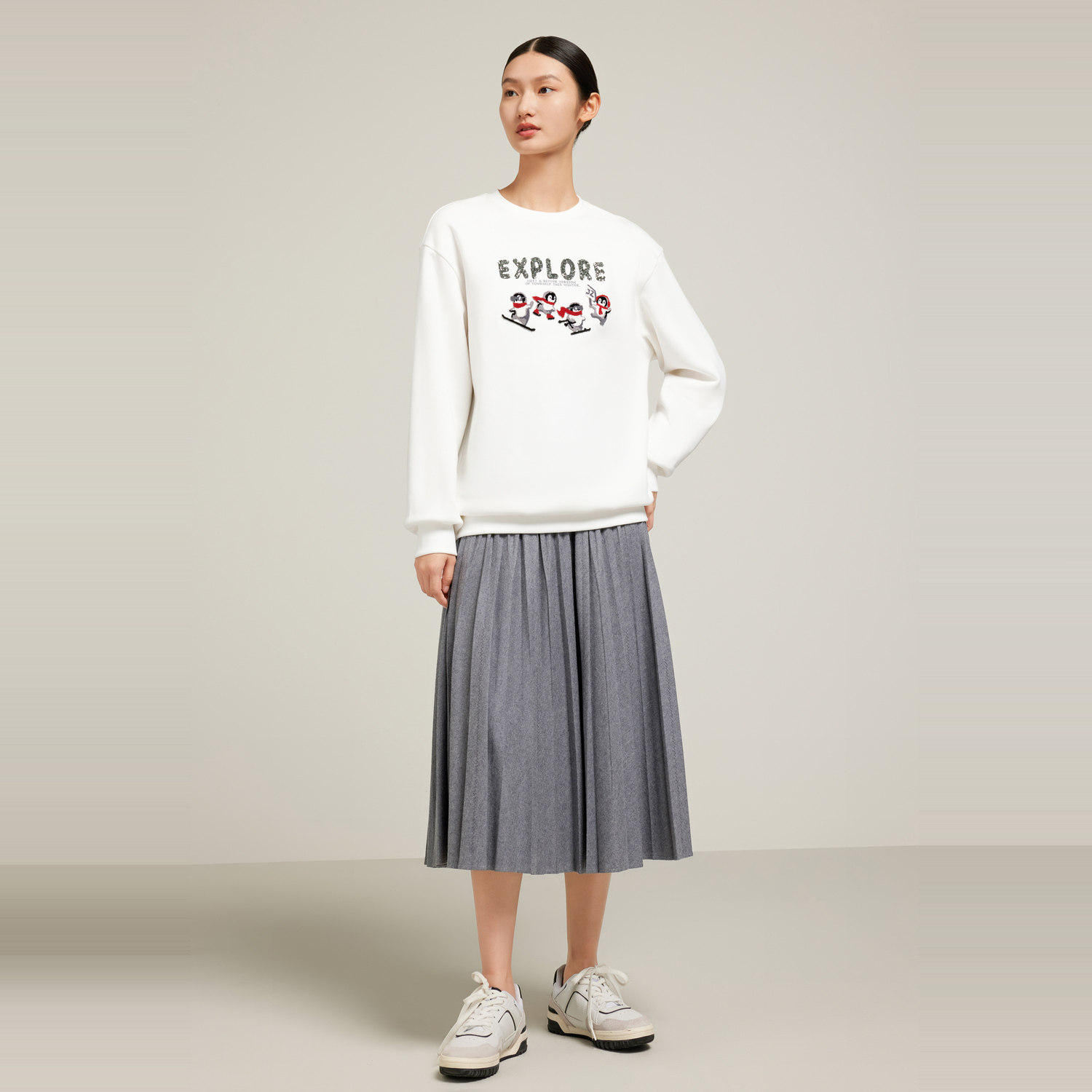 JZ玖姿冰河探索卫衣女装2022冬季新款滑雪企鹅男友风加绒洋气上衣