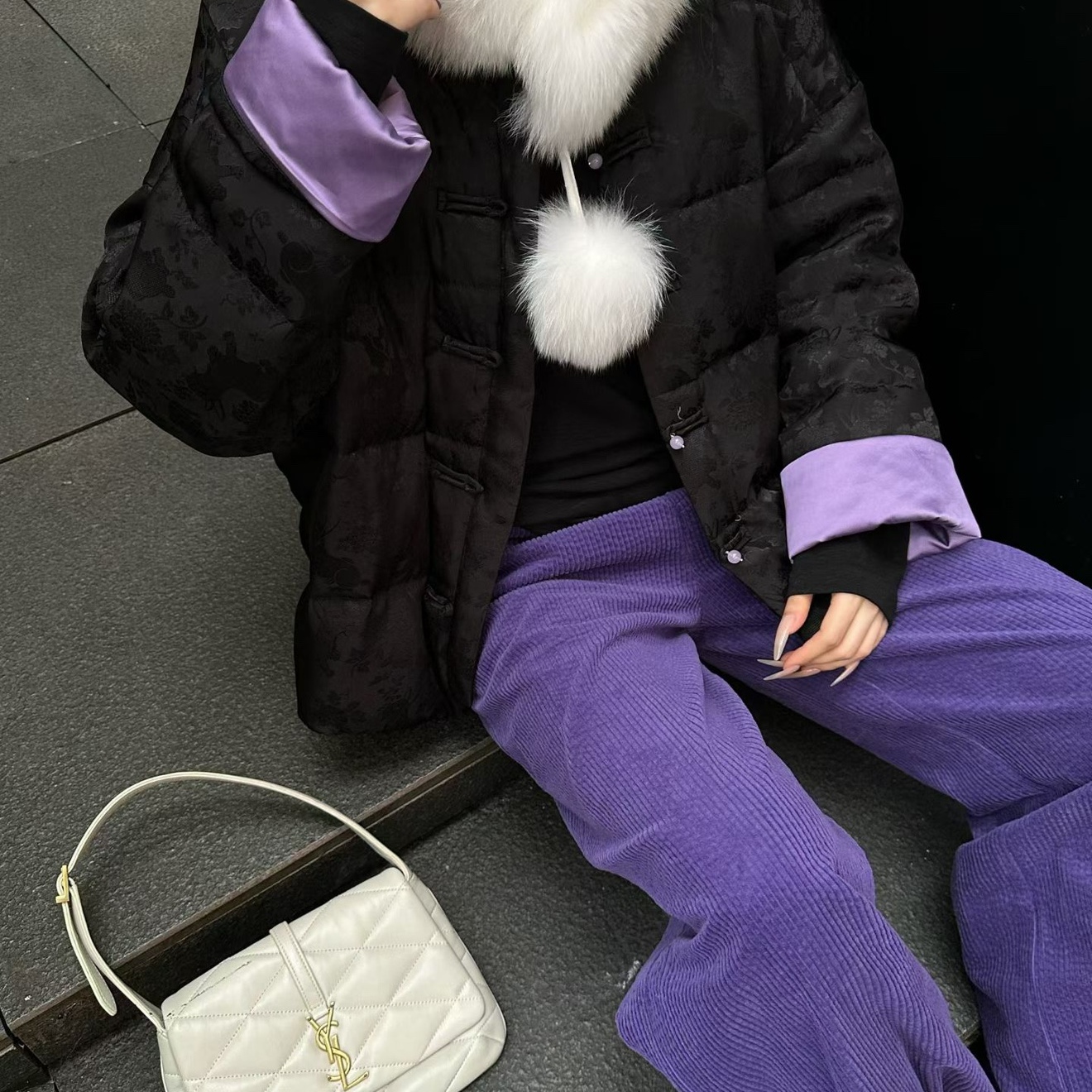 CICICOCO国风立领羽绒服白鹅绒女