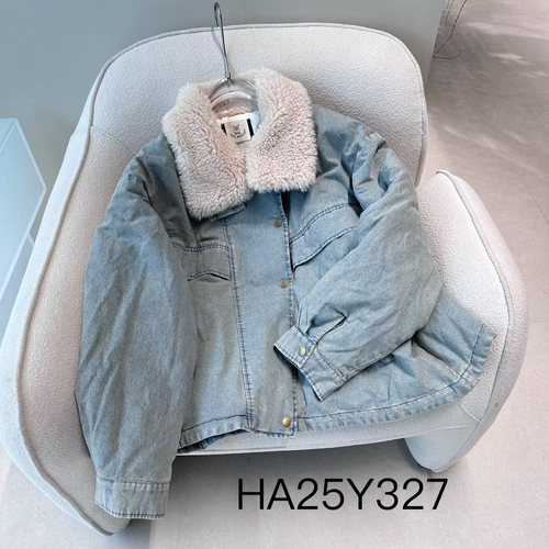 CICICOCO猫头鹰25新款欧货欧洲站牛仔羽绒服女90白鹅绒羊羔毛领冬