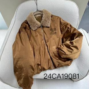 2025冬季新款美式复古羊羔毛领羽绒服鹅绒短外套女cicicoco猫头鹰