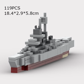 moc积木德国二战系列欧根亲王号重巡洋舰小颗粒儿童拼装 玩具船