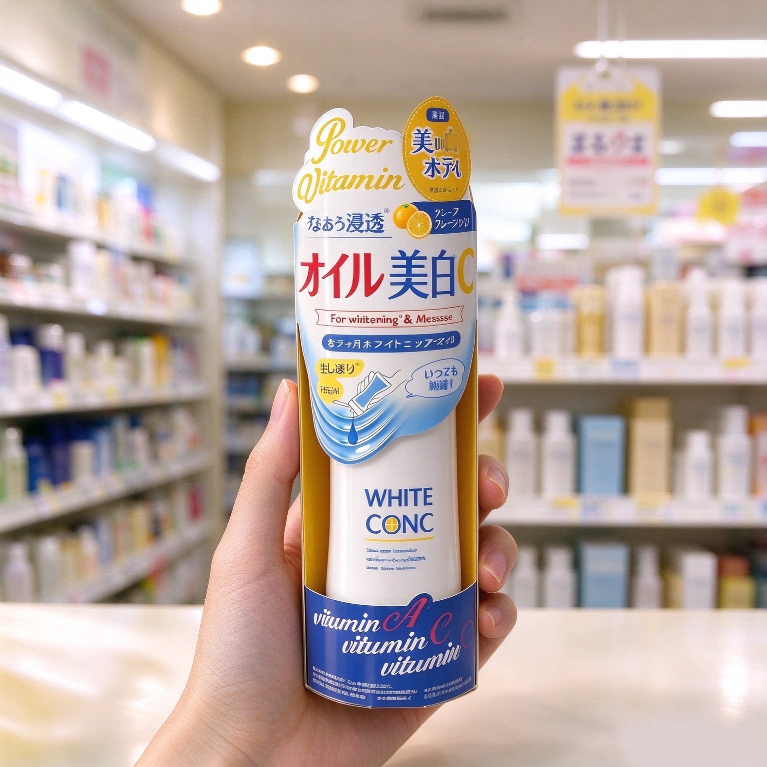 日本维C身体按摩油清爽不油腻